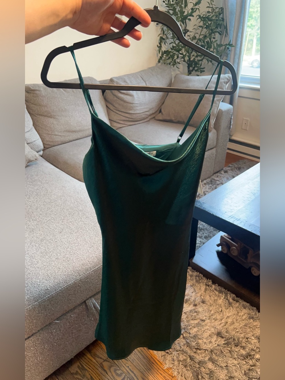 Altar'd State Emerald Green Satin Slip Mini Dress